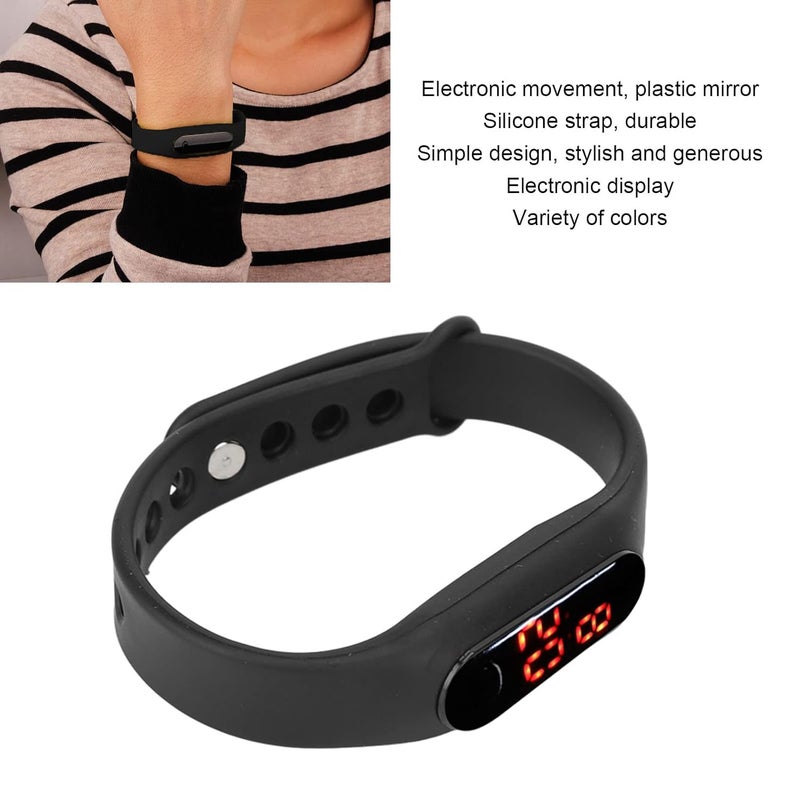 woobles Fashion Digital Watch Minimalist Sports Wrist Watch Rubber Bracelet Watches for Boys Girls Men Womens(Black) - Image 2